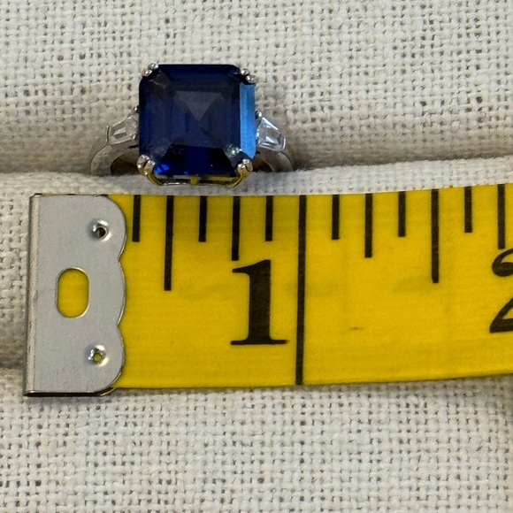 Sterling silver simulated tanzanite and cubic zirconia ring - Picture 6 of 6